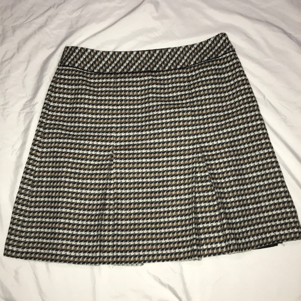 Talbots Houndstooth A-Line Skirt in Black, White & Brown